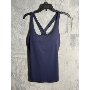 Halara Ultrasculpt Blue Crisscross Back Tank Top Athleisure Workout Size L NWT